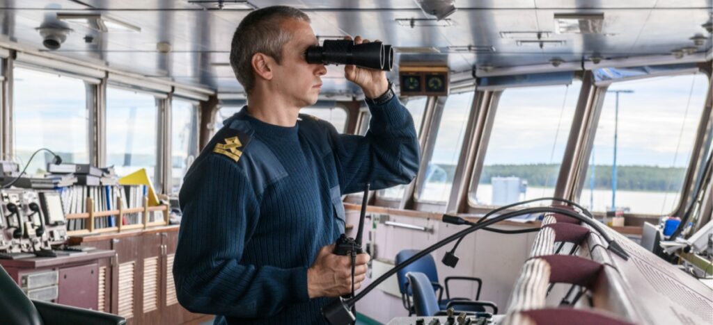 captain on bridge